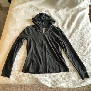 Black medium zip up jacket with hoodie and pockets